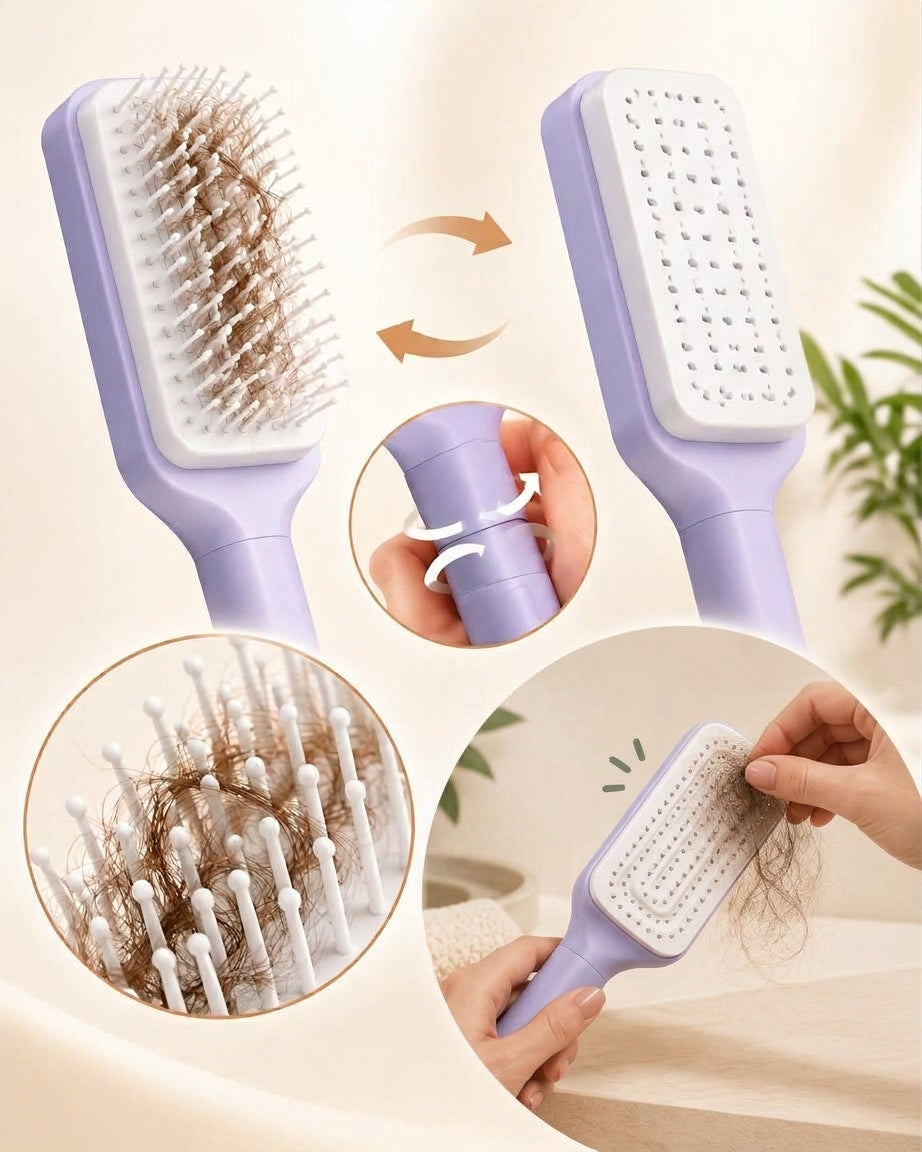 Retract - Self-Cleaning Retractable Detangling Hairbrush